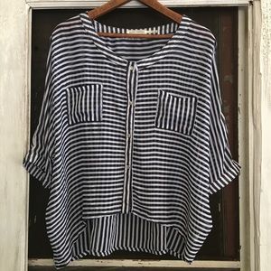 Sheer Button Up Striped Top